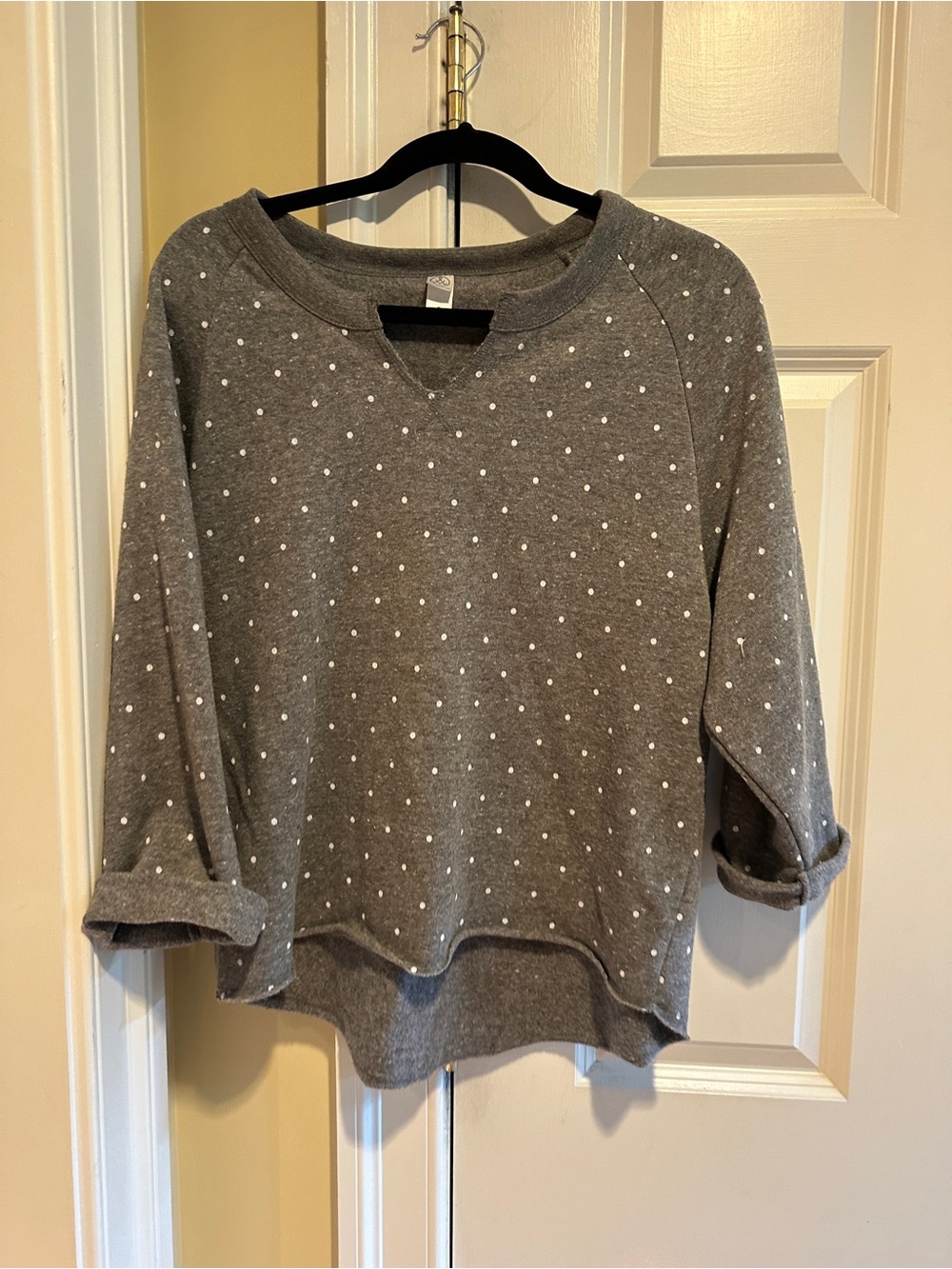 Alternative Apparel Gray Polka Dot Sweatshirt High Low Size S